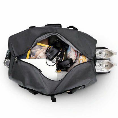 Foldable Duffel Bag for Travel 65L Lightweight Packable slivery grey nylon bag