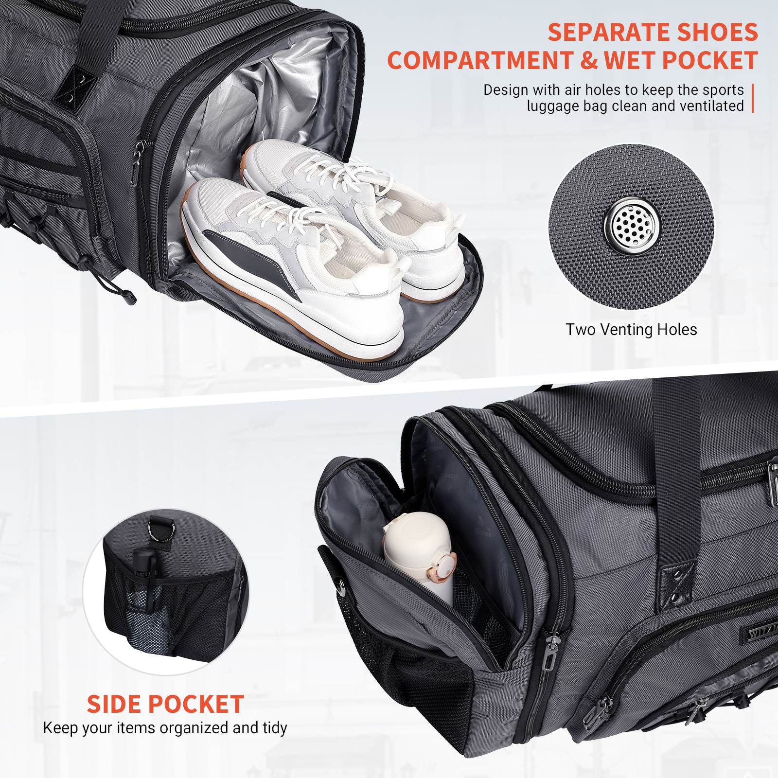 Weekender bag with separate shoe compartment best sale
