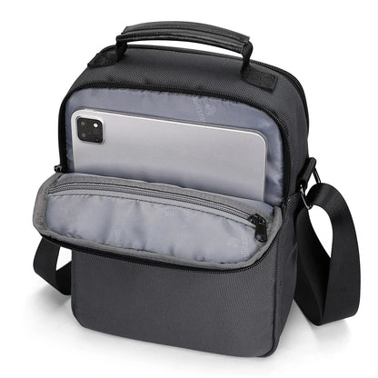 WITZMAN men’s sliver gray nylon crossbody sling bag with multiple compartments and iPad pocket B710
