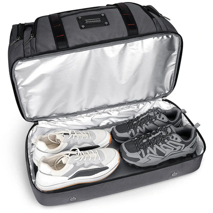 WITZMAN B720 men’s large nylon duffel bag with double-layer shoe compartment - sliver grey bag