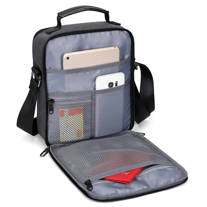 WITZMAN B708 men’s lightweight nylon crossbody bag with front MOLLE webbing - sliver grey messenger bag