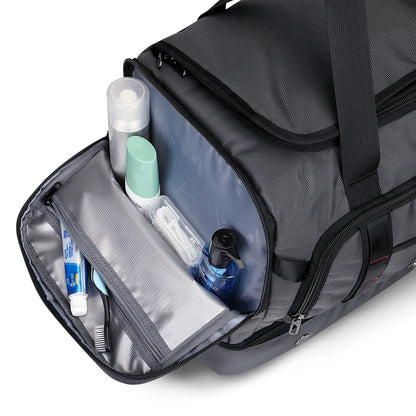 WITZMAN B720 men’s large nylon duffel bag with double-layer shoe compartment - sliver grey bag