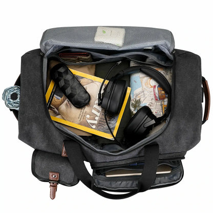 Fashion Vintage Canvas Large Travel Bag duffle bags witzman a8010 #color_black