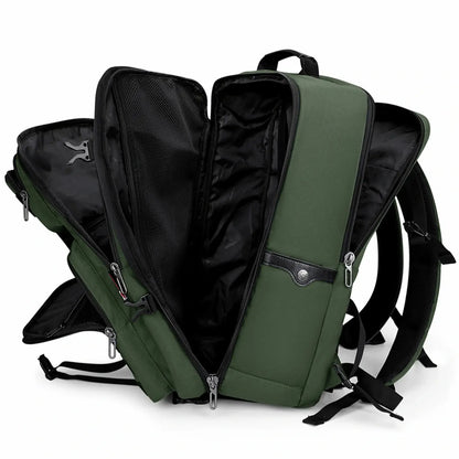 B688 Best large travel backpack carry on luggage bag Green backpacks 45L with clamshell opening and multiple compartments - laptop