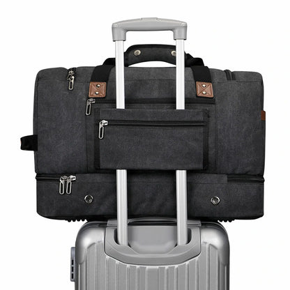 Fashion Vintage Canvas Large Travel Bag duffle bags witzman a8010 #color_black