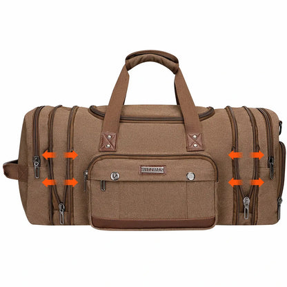 witzman brown Mens Fashion Large Canvas Travel Duffle Bags best carry-on bag for international travel brown,a8007