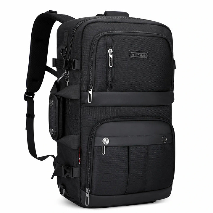 Black Nylon Travel Backpack for Men