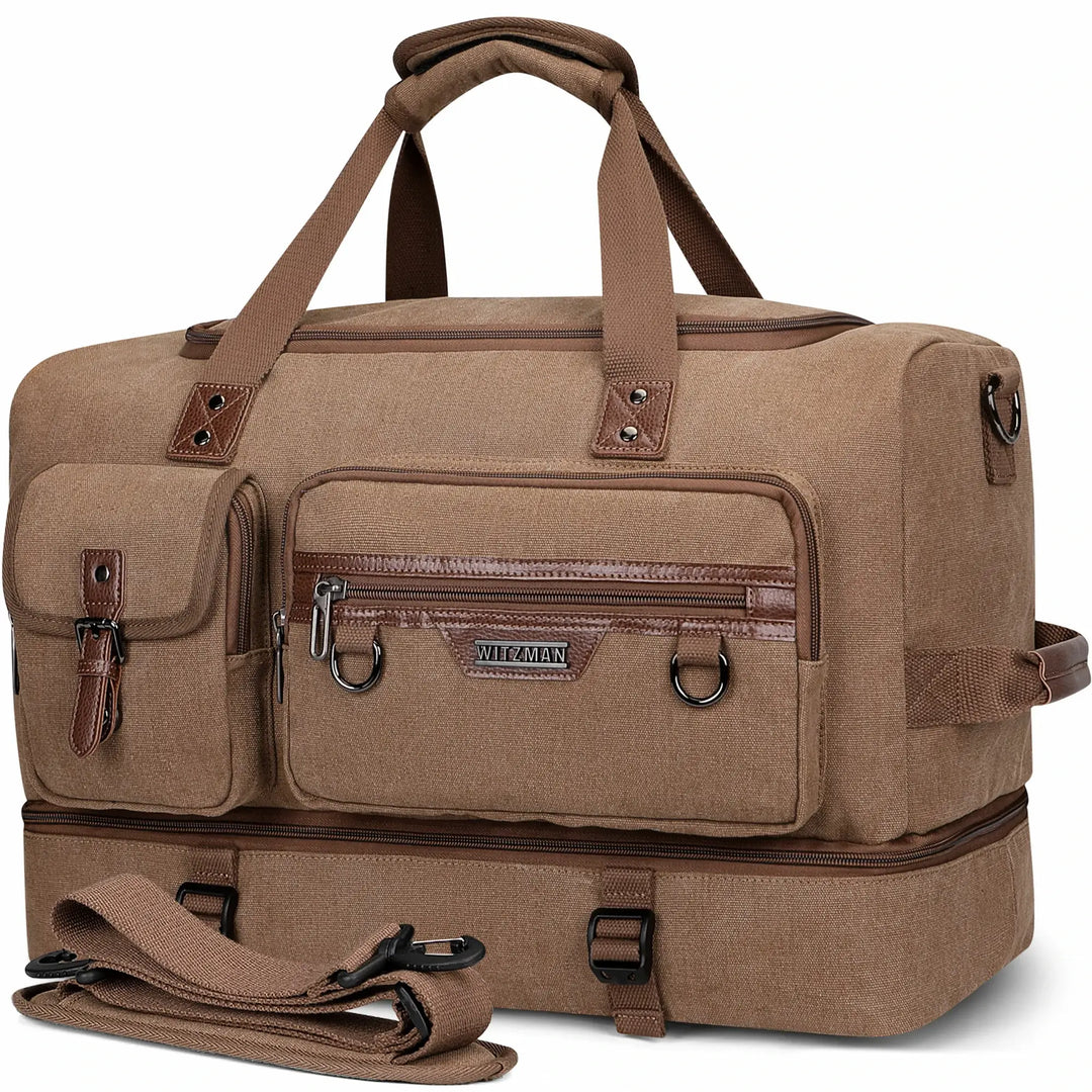 #BROWN DUFFEL BAG WITZMAN A8010 best carry-on backpack for international travel With shoe compartment