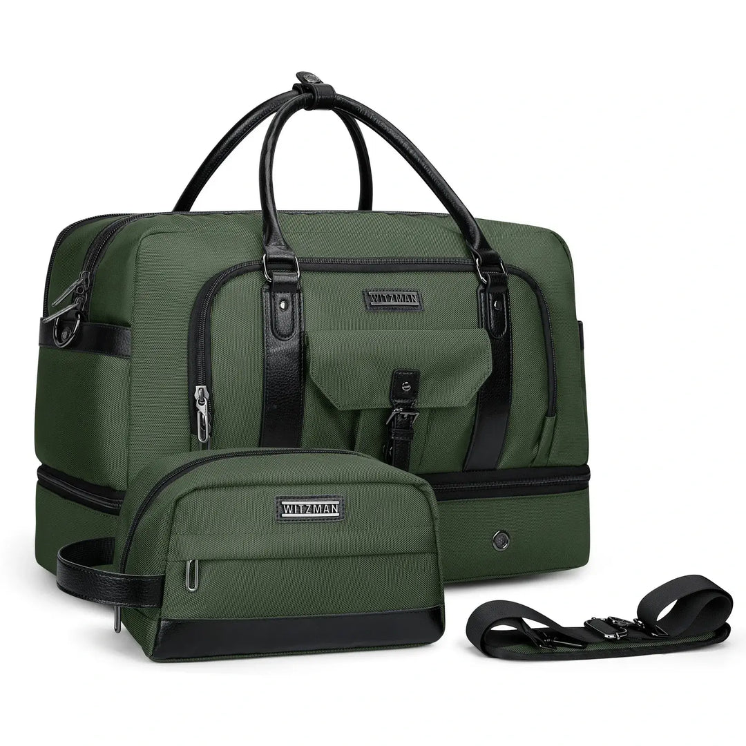 B694 Army Green WEEKENDER BAGS CARRY ON DUFFLE OVERNIGHT BAG WITH Toiletry Bag Sets