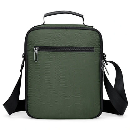 WITZMAN B708 men’s lightweight nylon crossbody bag with front MOLLE webbing - green messenger bag