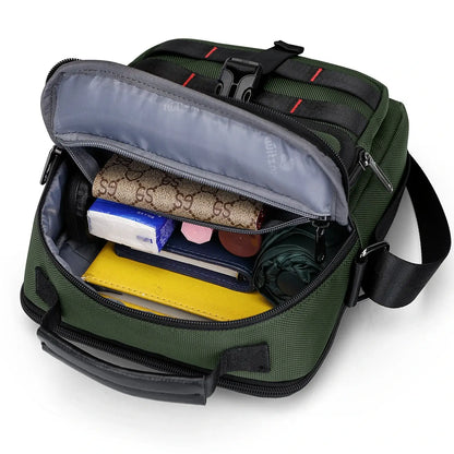 WITZMAN B708 men’s lightweight nylon crossbody bag with front MOLLE webbing - green messenger bag