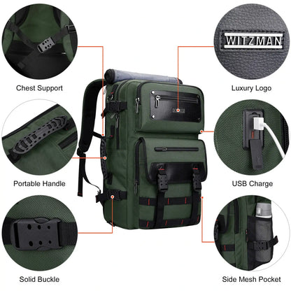 Carry On Travel Backpack for Men Nylon Bag 45L #color_green