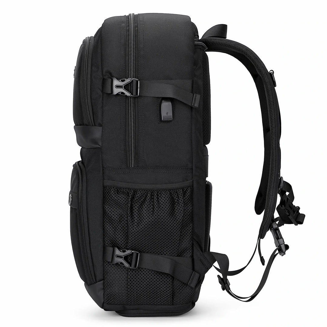 Black Nylon Travel Backpack for Men