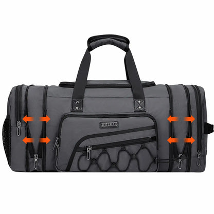 B695 WITZMAN Duffle Bag for Men Nylon Large Weekender Bag with Shoe Compartment #color_grey