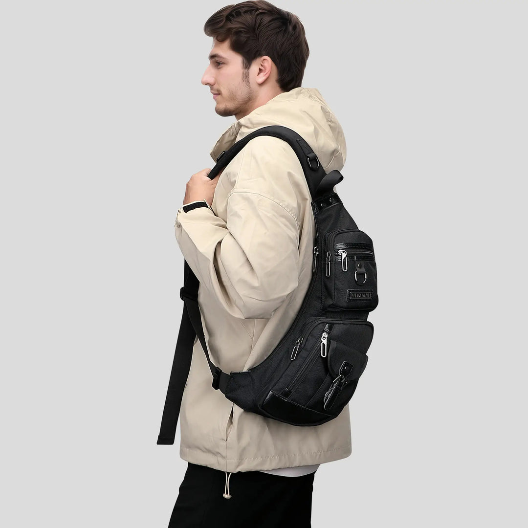 Men crossbody sling bag Travel Slim Chest Bag One Strap Lightweight Casual Daypack Crescent Bag witzman black bag for men