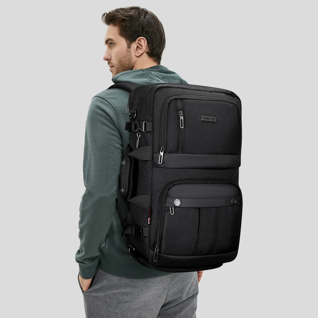 Black Nylon Travel Backpack for Men