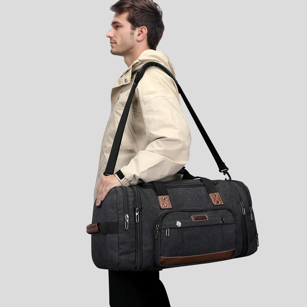 witzman black Mens Fashion Large Canvas Travel Duffle Bags best carry-on bag for international travel shoulder bag