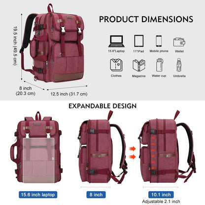 red canvas carry on travel backpacks | witzman a519-2 #color_red