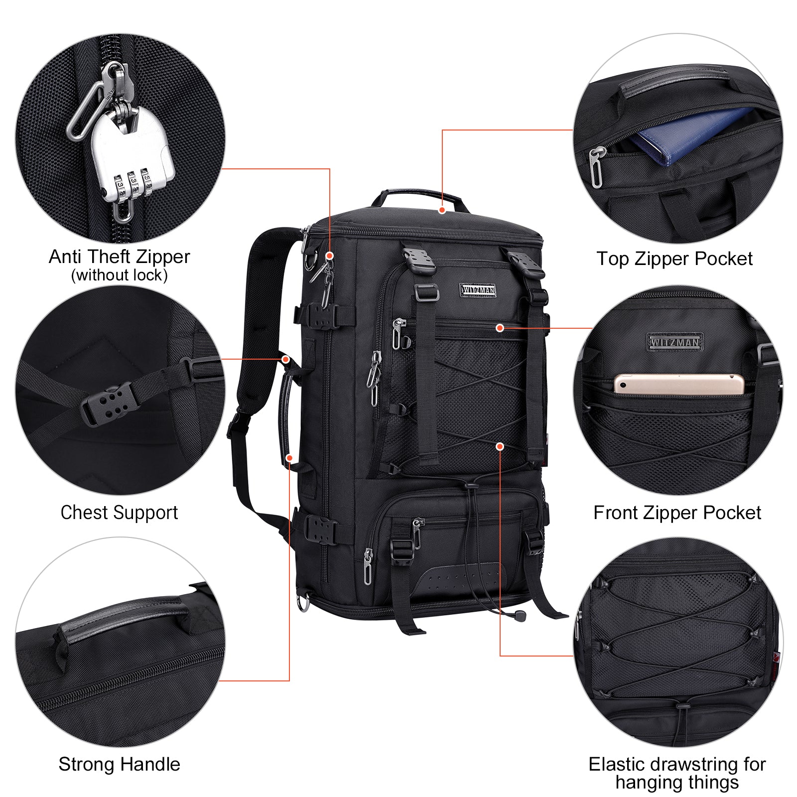 Black Nylon Travel Backpack
