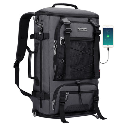 Silvery Grey Nylon Travel Backpack