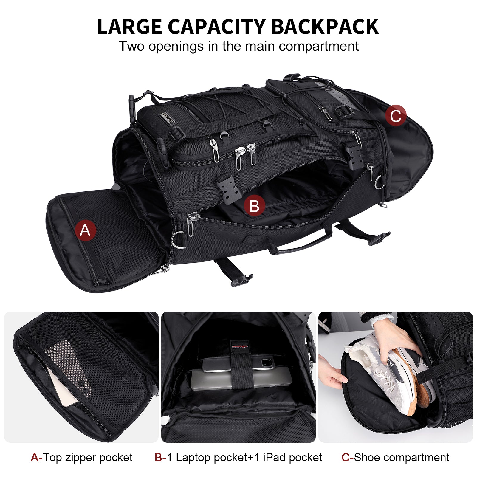 Black Nylon Travel Backpack