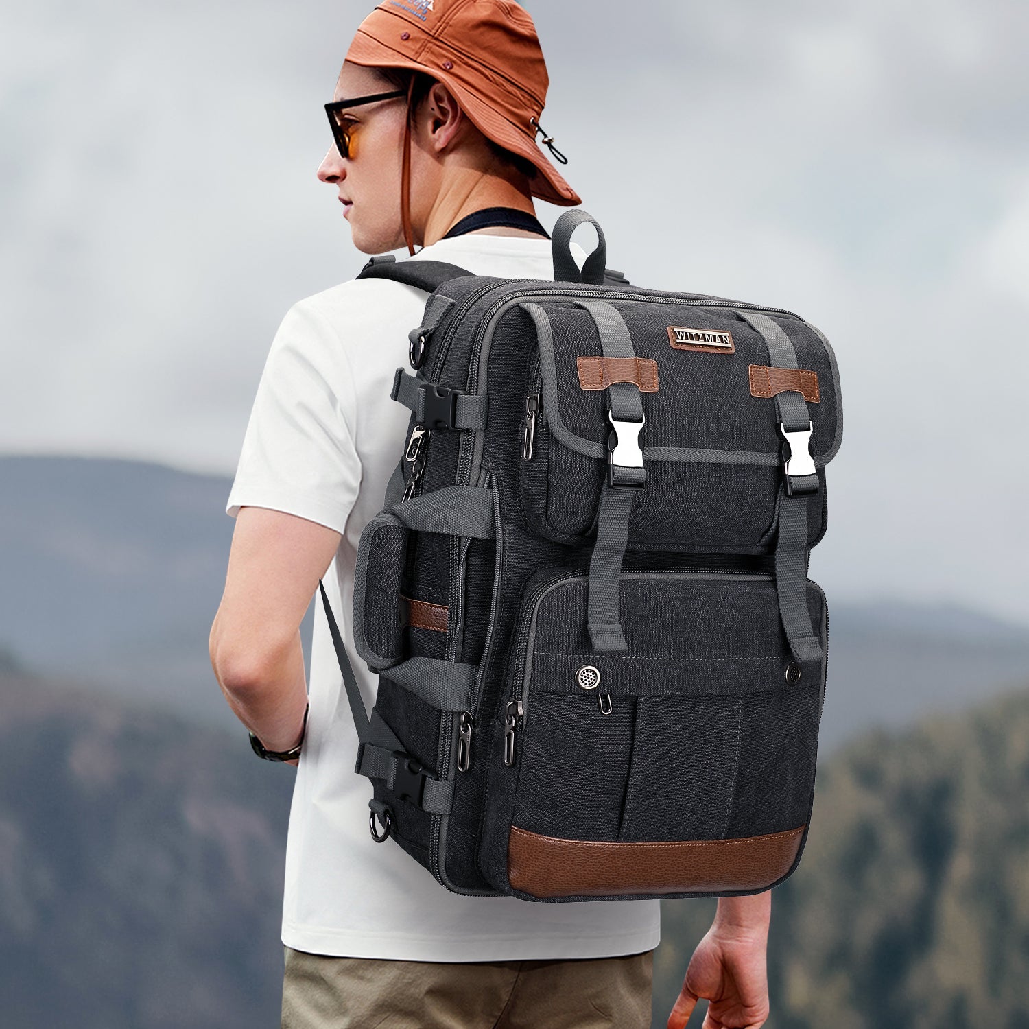 Black Canvas Travel Backpacks a6617-3 #color_black