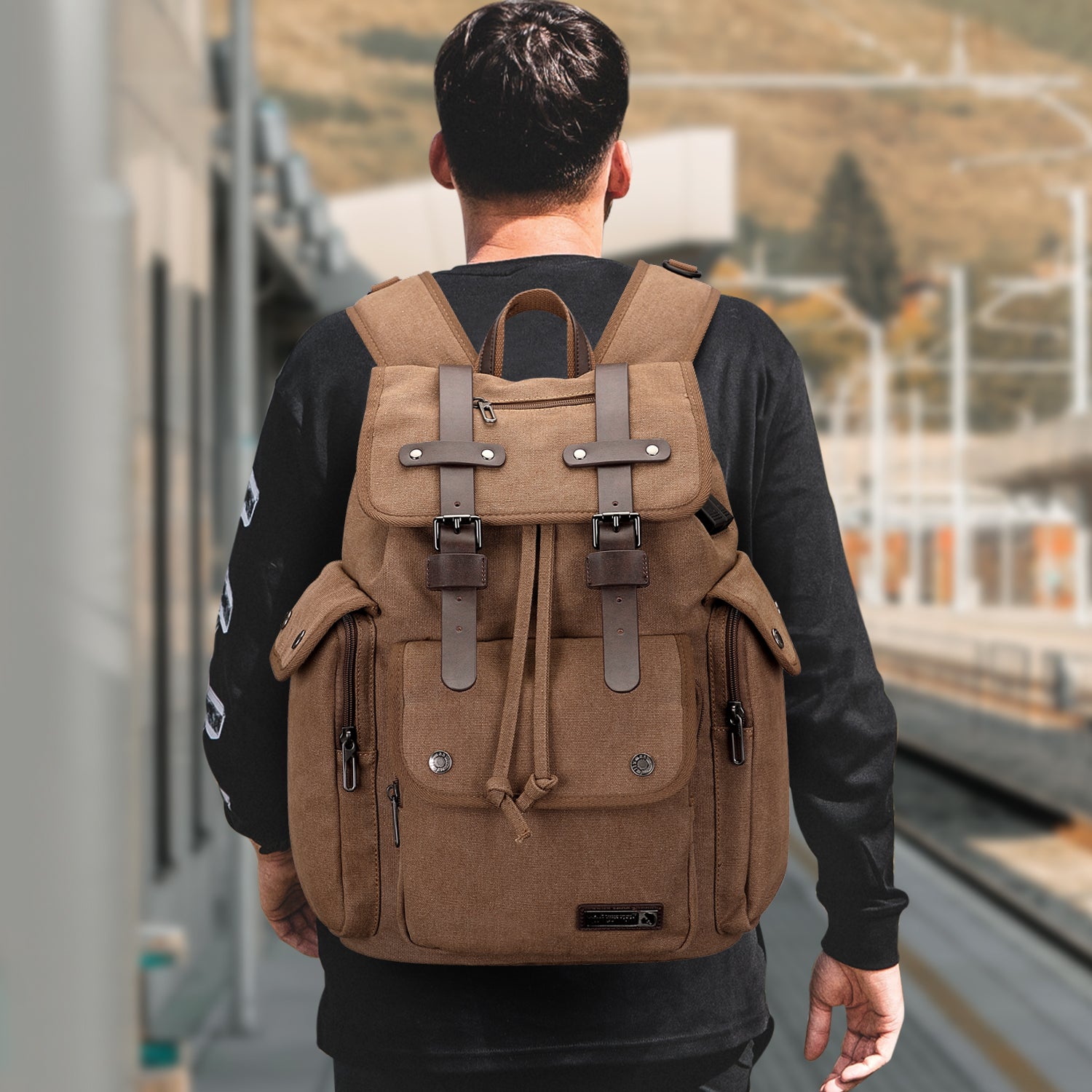 Men's vintage canvas backpack online