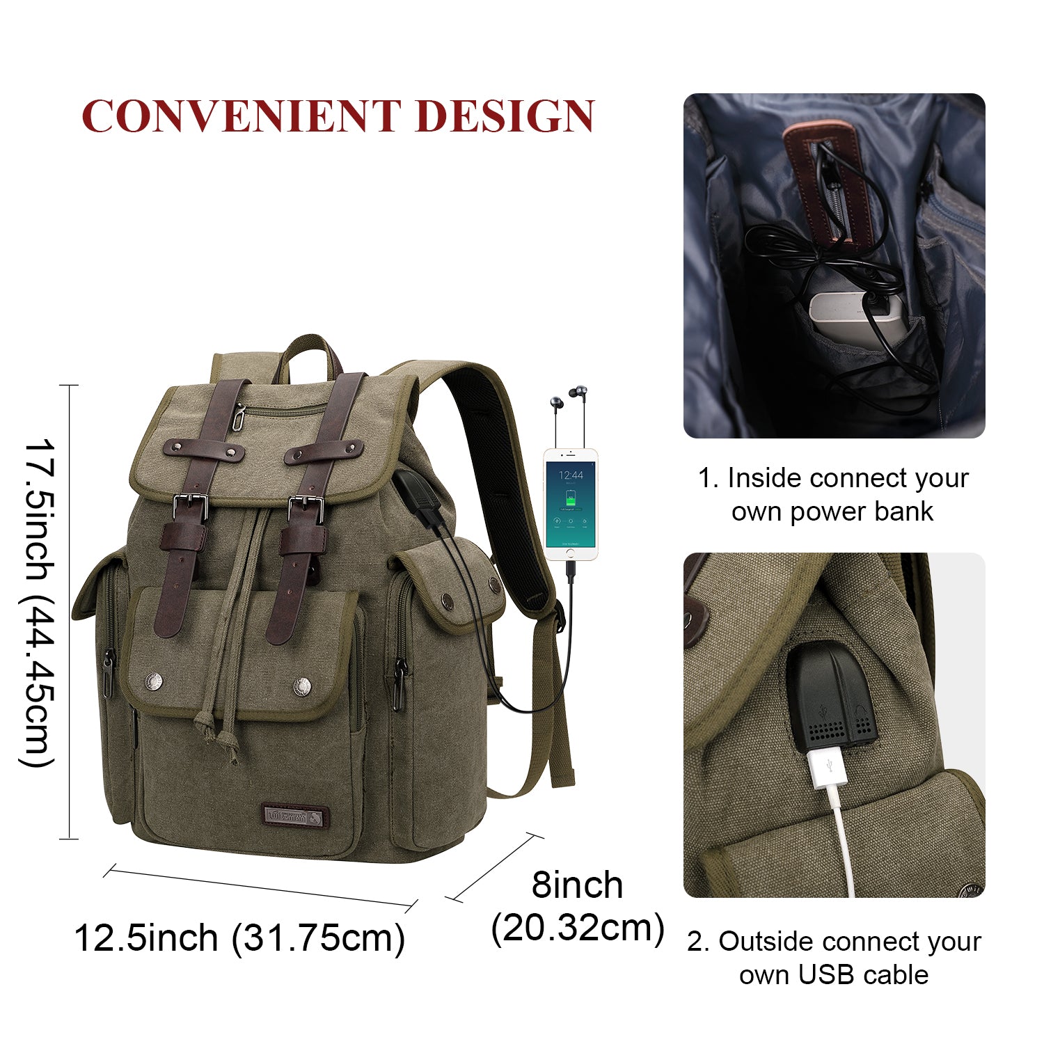 Canvas Rucksack fur Herren Vintage Rucksack WITZMAN