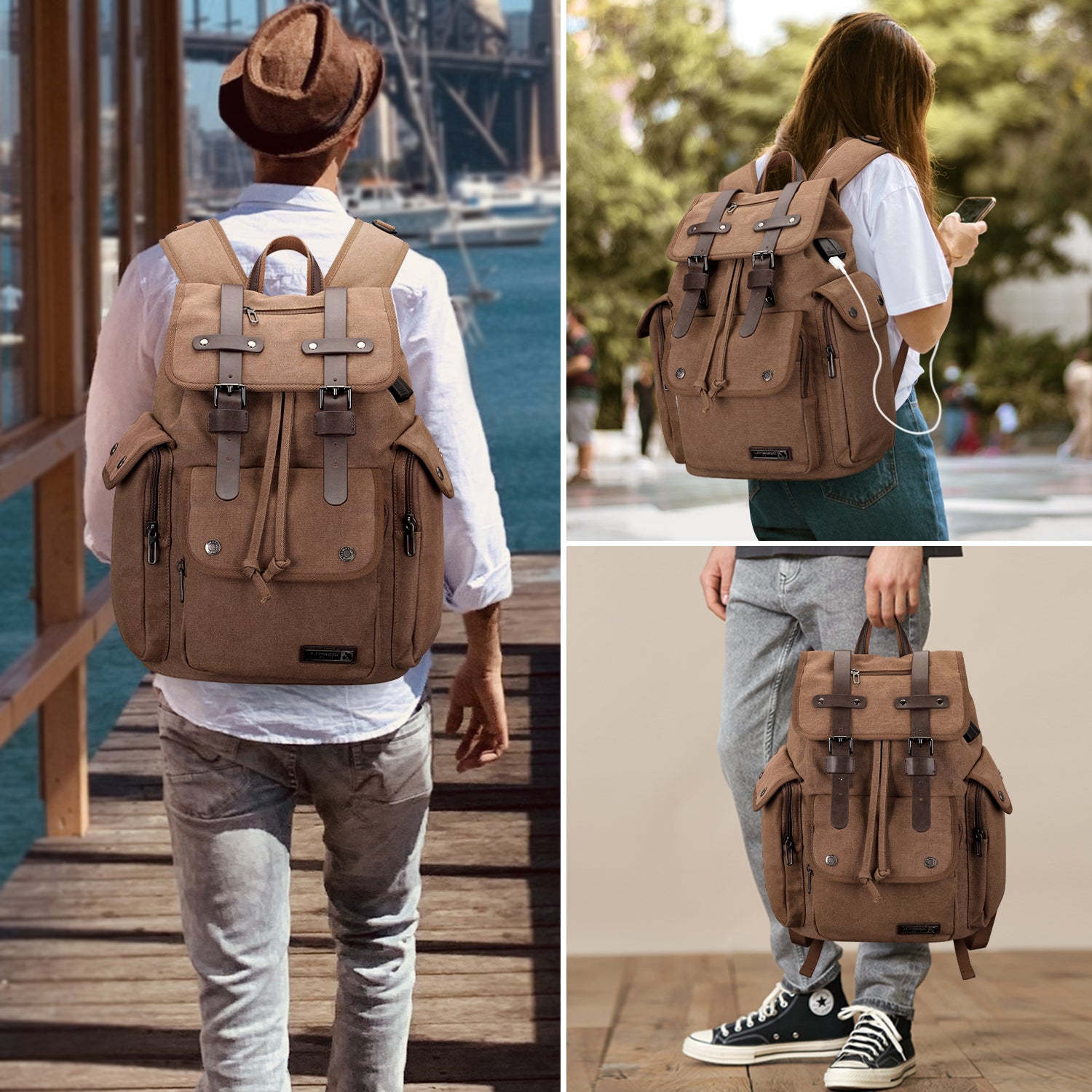 Canvas Backpack for Men Vintage Rucksack Backpack WITZMAN