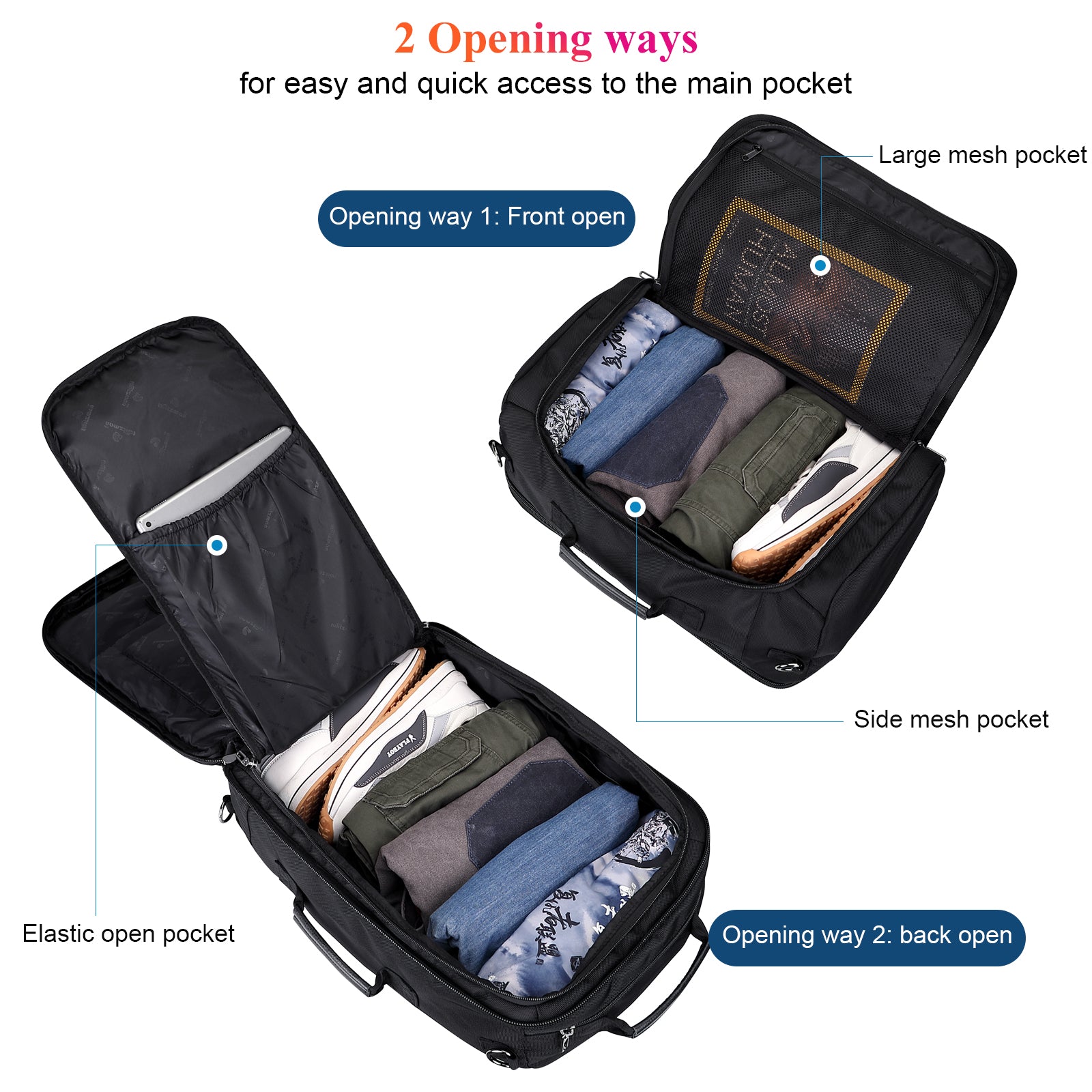 Black Nylon Travel Laptop Backpack B686 WITZMAN