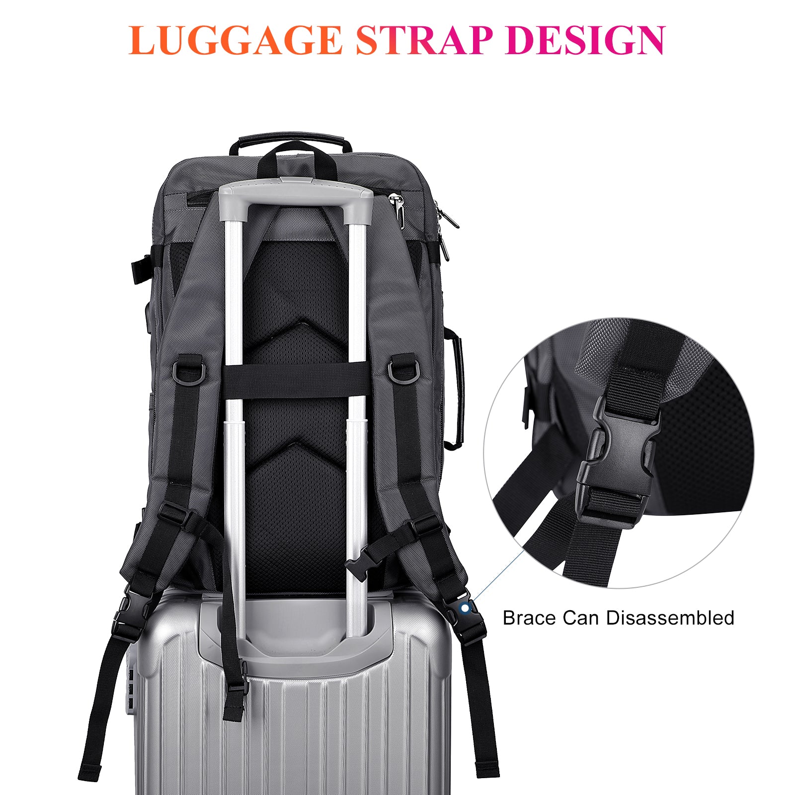 Travel backpack with luggage strap sale