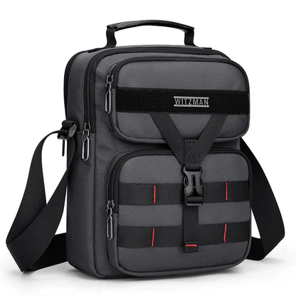 WITZMAN B707 nylon crossbody sling bag for men small travel shoulder messenger with anti-theft pocket and MOLLE webbing sliver grey