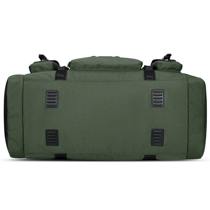 WITZMAN 54L army green travel duffel bag for men with shoe compartment and wet-dry pocket bottom